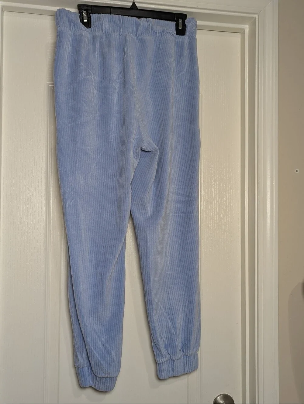 Blue Joggers Ribbed Thick Elastic Waist Women's Size Medium Pockets